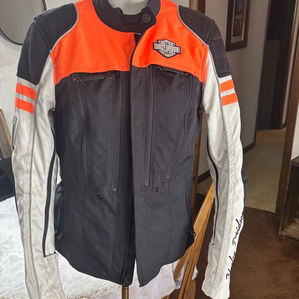 Harley-Davidson Women's Black, Orange, and White Utility Jacket